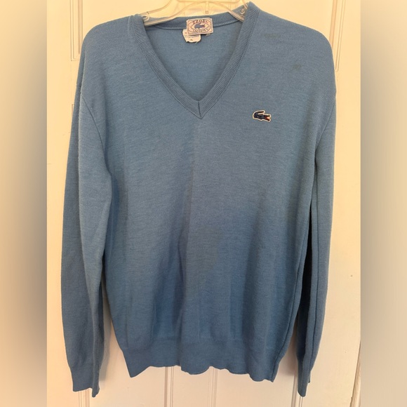 Vintage men’s Izod Lacoste vneck sweater size XL in light blue. - Picture 1 of 5